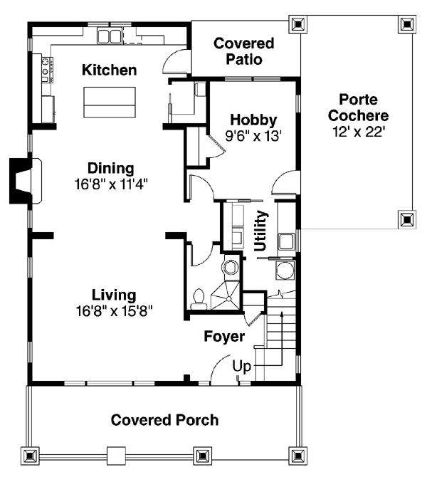 Bungalow Cape Cod Cottage Country Craftsman Level One of Plan 59430