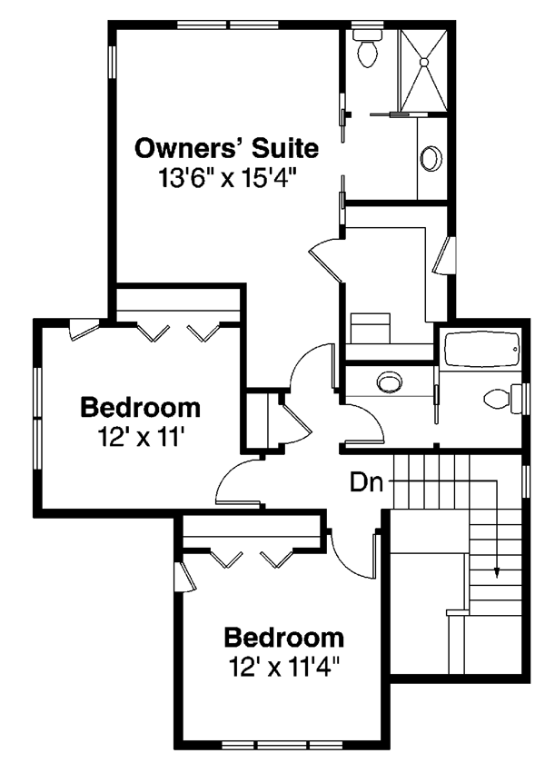 Bungalow Cape Cod Cottage Country Craftsman Level Two of Plan 59430