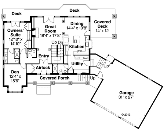 Bungalow Cottage Traditional Level One of Plan 59434