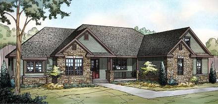 Contemporary Country Craftsman Traditional Elevation of Plan 59436