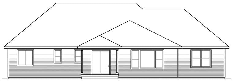 Contemporary Country Craftsman Traditional Rear Elevation of Plan 59436