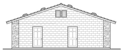 Country Rear Elevation of Plan 59440