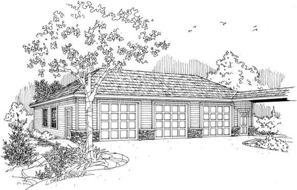 Garage Plan 59447 - 3 Car Garage Elevation