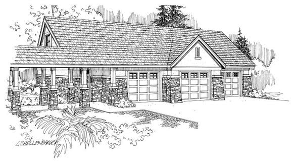 Garage Plan 59451 - 3 Car Garage Apartment Elevation