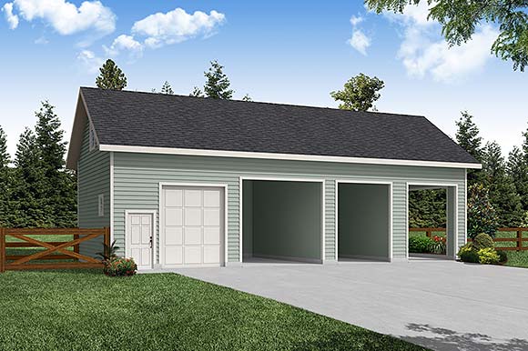 Garage Plan 59455 - 3 Car Garage Elevation