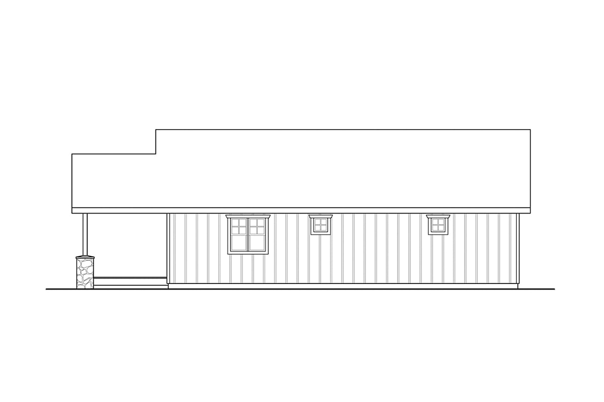 Country Craftsman Traditional Rear Elevation of Plan 59457