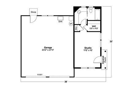 Garage Plan 59458 - 2 Car Garage Apartment First Level Plan