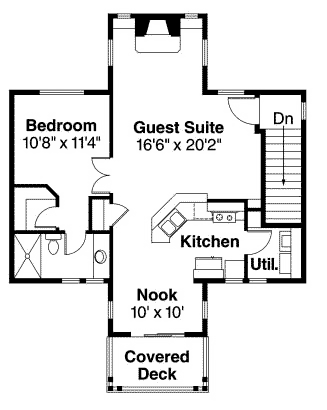 Bungalow, Craftsman 5 Car Garage Apartment Plan 59472 with 1 Beds, 2 Baths Second Level Plan