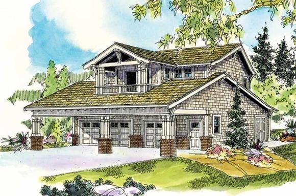 Garage Plan 59472 - 5 Car Garage Apartment Elevation