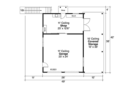 Garage Plan 59478 - 2 Car Garage First Level Plan