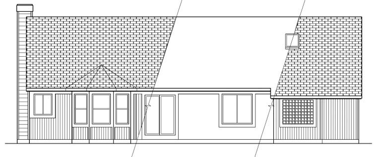 Cape Cod Ranch Rear Elevation of Plan 59481