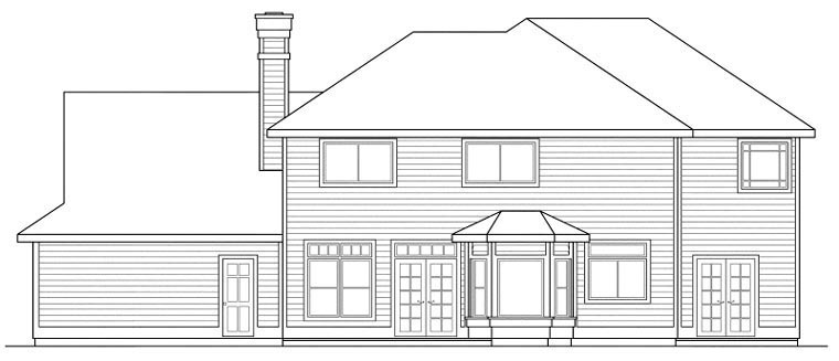 Colonial Traditional Rear Elevation of Plan 59482