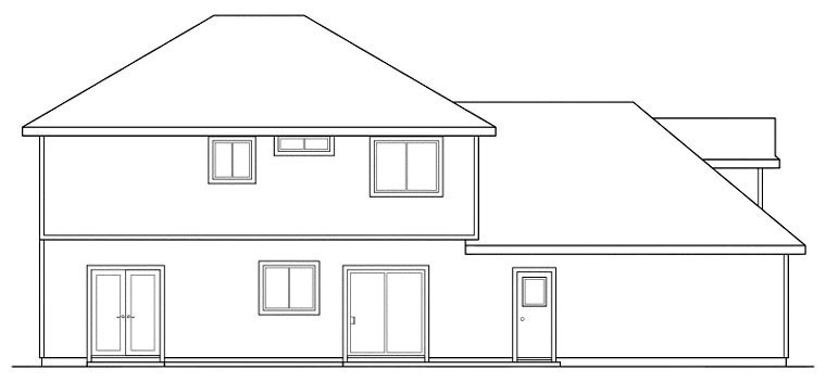 Colonial Traditional Tudor Victorian Rear Elevation of Plan 59483