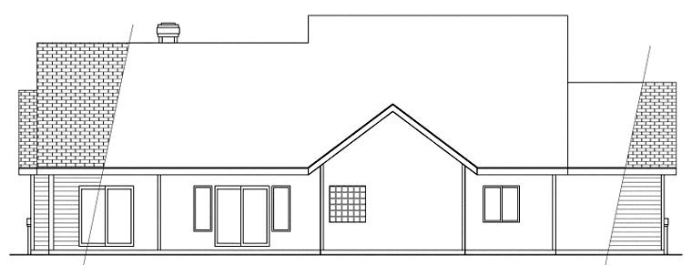 Contemporary Traditional Rear Elevation of Plan 59484