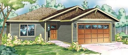 Bungalow Contemporary Cottage Country Craftsman Elevation of Plan 59486