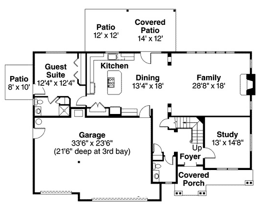 Cottage Country Craftsman European Traditional Level One of Plan 59487