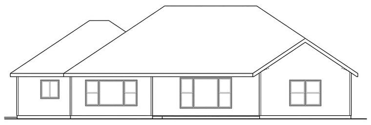 Cottage, Craftsman Plan with 2437 Sq. Ft., 3 Bedrooms, 3 Bathrooms, 3 Car Garage Rear Elevation