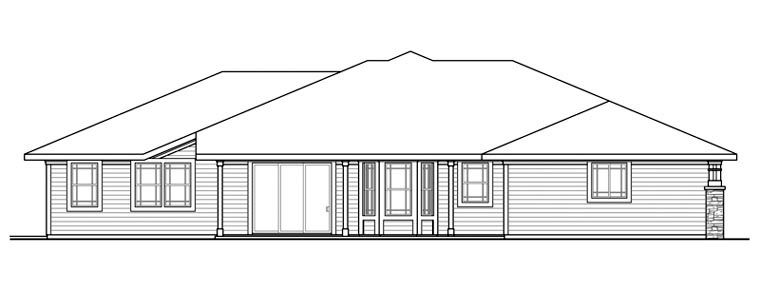 Craftsman European Rear Elevation of Plan 59493