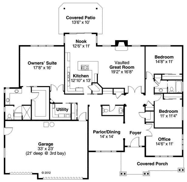 Country European Ranch Traditional Level One of Plan 59494