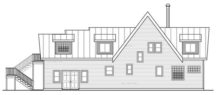 A-Frame Cabin Contemporary Cottage Rear Elevation of Plan 59495