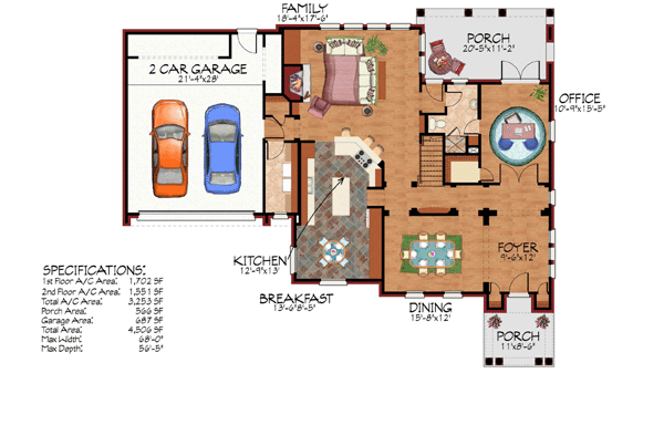 Colonial Traditional Level One of Plan 59503