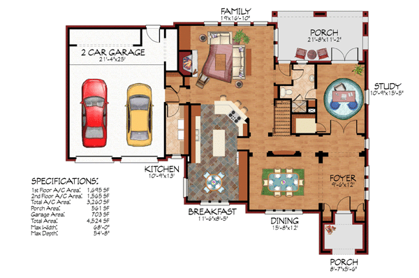 European Traditional Tudor Level One of Plan 59504