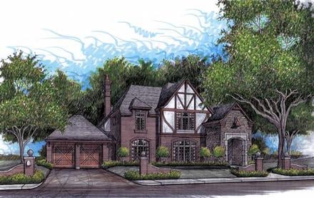 European Traditional Tudor Elevation of Plan 59504