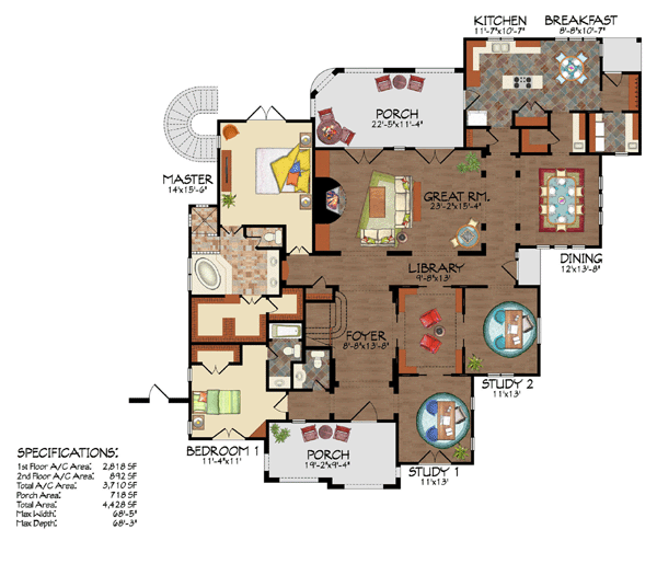 European Mediterranean Traditional Level One of Plan 59505