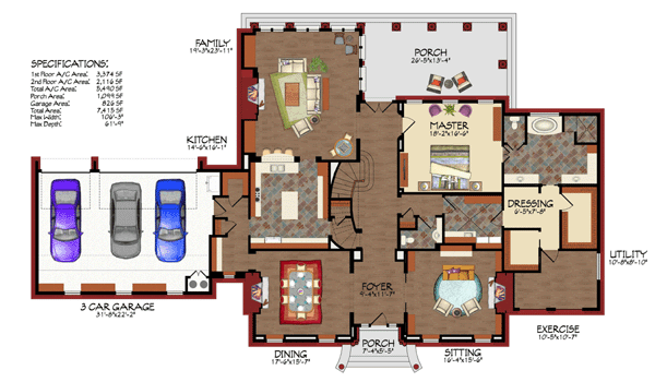 Colonial Traditional Level One of Plan 59508