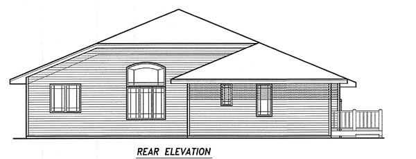Traditional Rear Elevation of Plan 59601