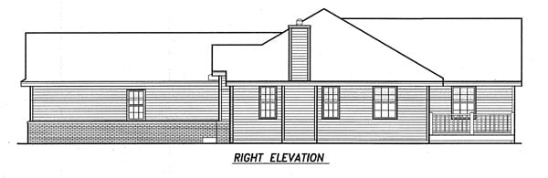 Traditional Rear Elevation of Plan 59603