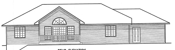 Traditional Rear Elevation of Plan 59608