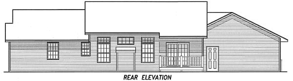 Traditional Rear Elevation of Plan 59611