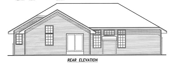 Traditional Rear Elevation of Plan 59624