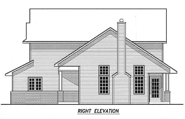 Traditional Rear Elevation of Plan 59641