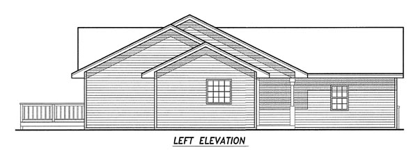 Traditional Rear Elevation of Plan 59643