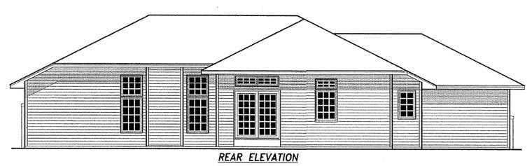 Traditional Rear Elevation of Plan 59667