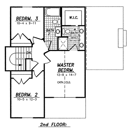 House Plan 59673 Second Level Plan