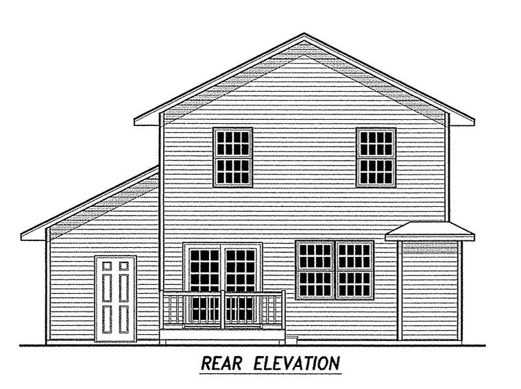 Traditional Rear Elevation of Plan 59675