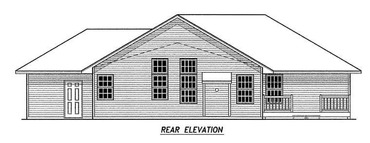 Traditional Rear Elevation of Plan 59676