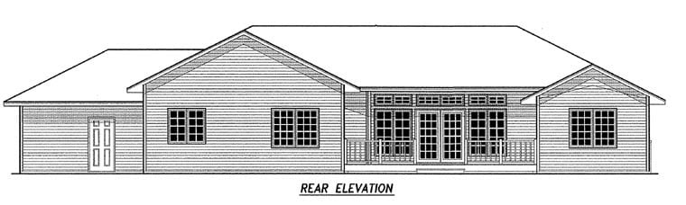 Traditional Rear Elevation of Plan 59677