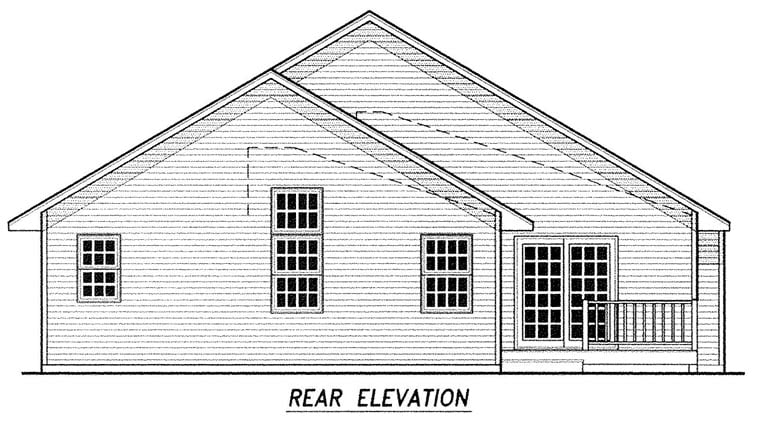 Traditional Rear Elevation of Plan 59678