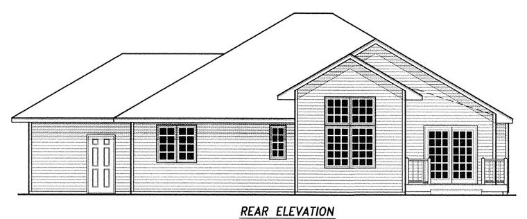 Traditional Rear Elevation of Plan 59682