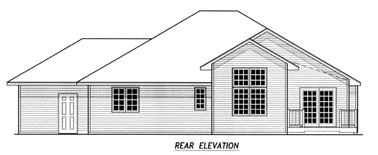 Traditional Rear Elevation of Plan 59683