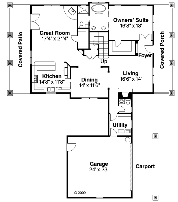 Bungalow Cabin Cottage Country Craftsman Level One of Plan 59702