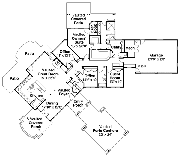 Bungalow Craftsman Ranch Level One of Plan 59703