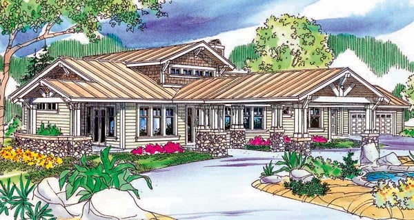 Plan 59703 | Ranch Style with 2 Bed, 3 Bath, 2 Car Garage