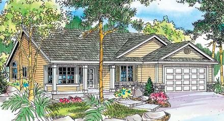 Contemporary Cottage Country Ranch Elevation of Plan 59704