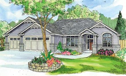 Contemporary Craftsman Ranch Traditional Elevation of Plan 59714