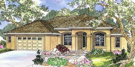 Florida Mediterranean Ranch Southwest Elevation of Plan 59716